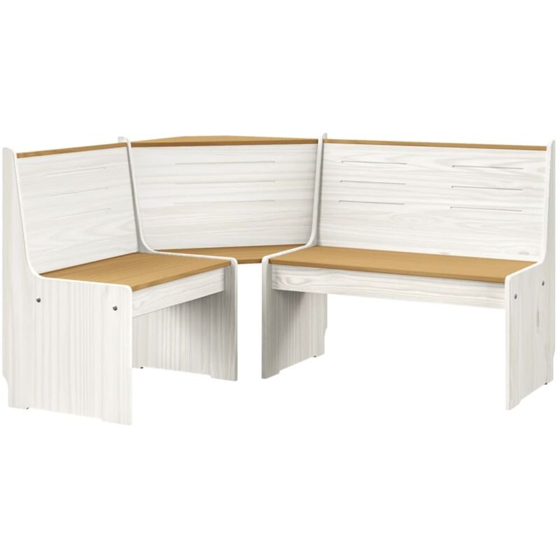Vidaxl Panca Angolare Reine 151 Cm In Legno Di Pino Ambra E Bianco