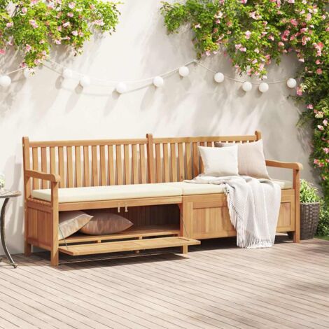VidaXL Panca Da Giardino Con Cesto Gabbione In Acciaio E Seduta In Legno Douglas, 192x71x65.5 Cm - 2