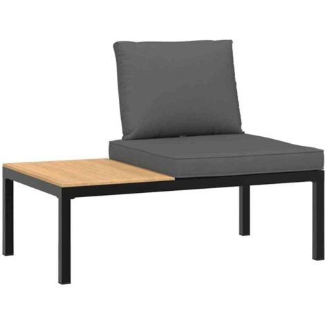 vidaXL Panca da Giardino con Cuscini Nera in Alluminio