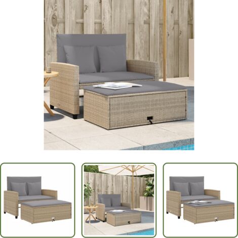 vidaXL Panca da giardino -  Divano da Giardino con Cuscini a 2 Posti Beige in Polyrattan