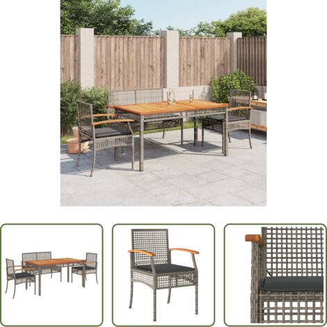vidaXL Panca da giardino -  Set da Pranzo da Giardino 4 pz con Cuscini in Polyrattan Grigio