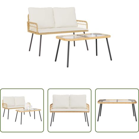 vidaXL Panca da giardino -  Set da Pranzo per Giardino 2 pcs Naturale polyrattan