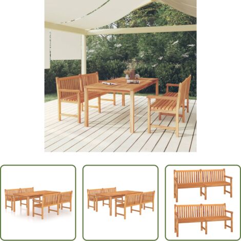 vidaXL Panca da giardino -  Set da Pranzo per Giardino 3 pz in Legno Massello di Teak