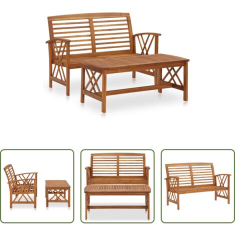 vidaXL Panca da giardino -  Set Divani da Giardino 2 pz in Legno Massello di Acacia
