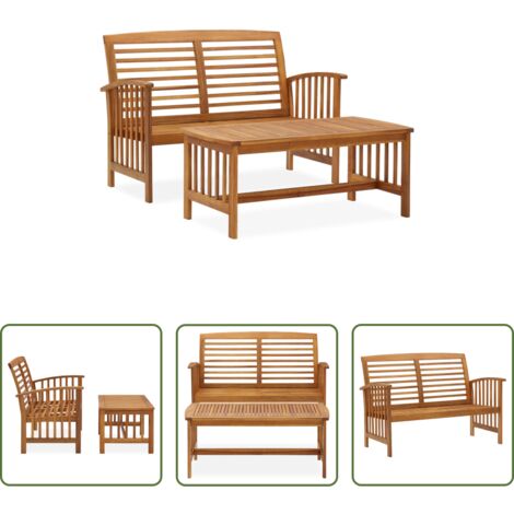 vidaXL Panca da giardino -  Set Divani da Giardino 2 pz in Legno Massello di Acacia