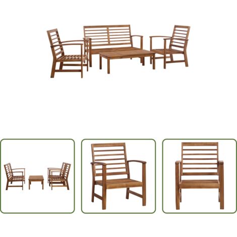vidaXL Panca da giardino -  Set Divani da Giardino 4 pz in Legno Massello di Acacia