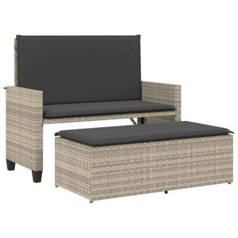 vidaXL Panca Giardino Cuscini e Poggiapiedi Grigio Chiaro