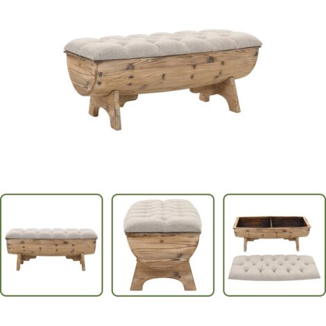 vidaXL Panca in abete -  Cassapanca in Legno Massello e Tessuto 103x51x44 cm