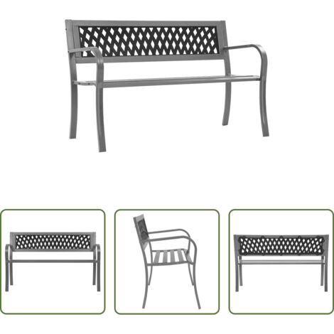 vidaXL Panca in acciaio -  Panca da Giardino Nera 120 cm Acciaio