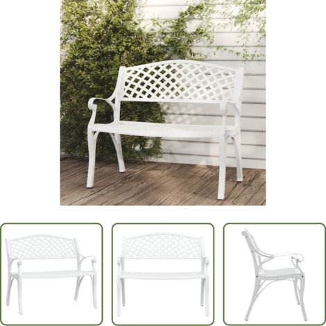 vidaXL Panca in alluminio -  Panchina da Giardino 102 cm in Alluminio Pressofuso Bianco