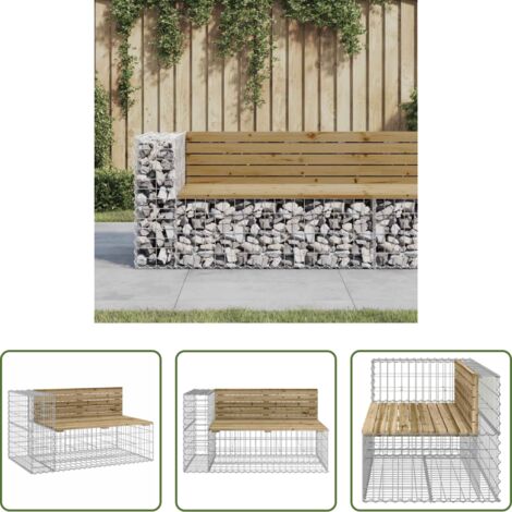 vidaXL Panca in legno impregnato -  Panca da Giardino Design Gabbione 122x71x65,5cm Pino Impregnato