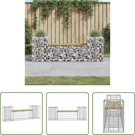 vidaXL Panca in legno impregnato -  Panca da Giardino Design Gabbione 183x41x60,5cm Pino Impregnato