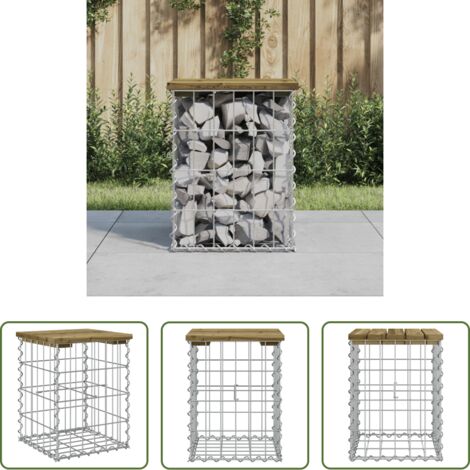 vidaXL Panca in legno impregnato -  Panca da Giardino Design Gabbione 33x31x42 cm Pino Impregnato