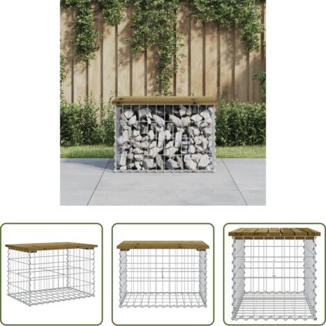 vidaXL Panca in legno impregnato -  Panca da Giardino Design Gabbione 63x44x42 cm Pino Impregnato