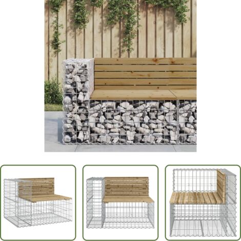 vidaXL Panca in legno impregnato -  Panca da Giardino Design Gabbione 92x71x65,5 cm Pino Impregnato