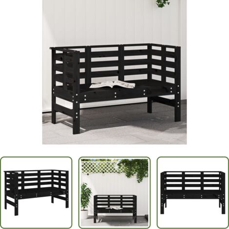 vidaXL Panca in legno -  Panca da Giardino Nera 111,5x53x71 cm Legno Massello di Pino