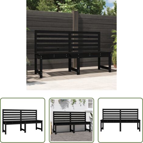 vidaXL Panca in legno -  Panca da Giardino Nera 157,5 cm in Legno Massello di Pino