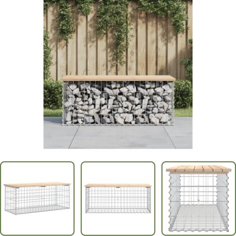 vidaXL Panca in legno -  Panca Giardino Design Gabbione 103x44x42 cm Legno Massello Pino