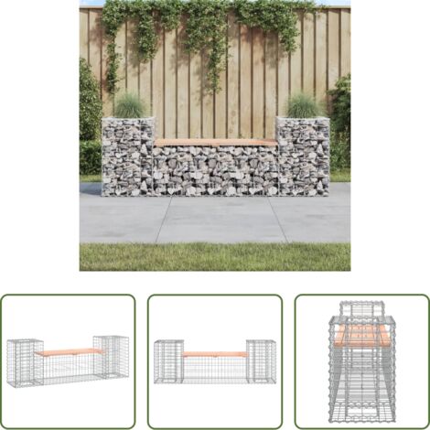 vidaXL Panca in legno -  Panca Giardino Design Gabbione 183x41x60,5 cm Massello Douglas
