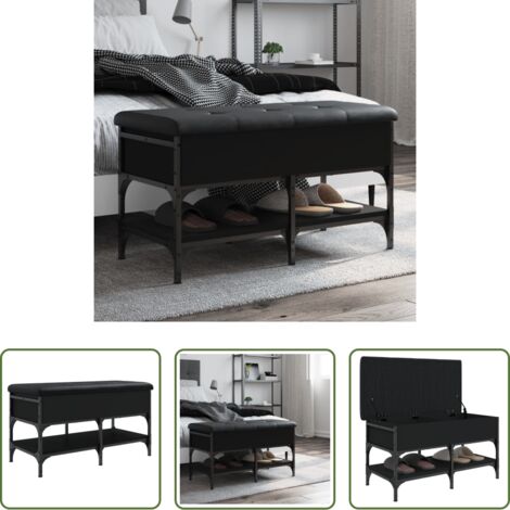 vidaXL Panca in legno - Panca Porta Scarpe Nera 82x42x45 cm in Legno Multistrato