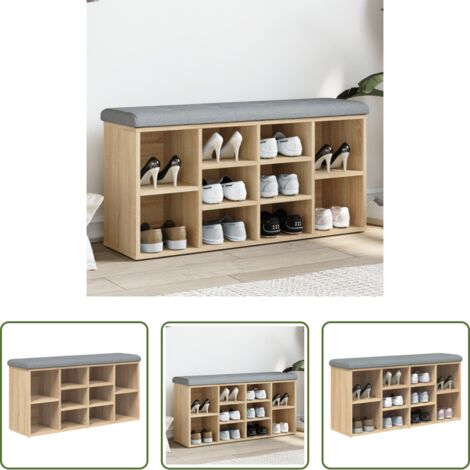 vidaXL Panca in legno - Panca Porta Scarpe Rovere Sonoma 102x32x50 cm Legno Multistrato