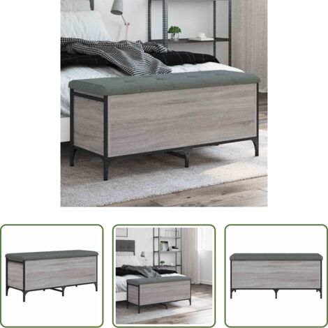 vidaXL Panca in legno -  Panca Portaoggetti Grigio Sonoma 102x42x45 cm Legno Multistrato
