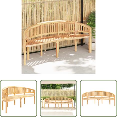 vidaXL Panca in legno -  Panchina a Forma di Banana 200 cm in Legno Massello di Teak