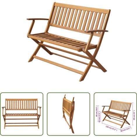 vidaXL Panca in legno -  Panchina da Giardino 120 cm in Legno Massello di Acacia