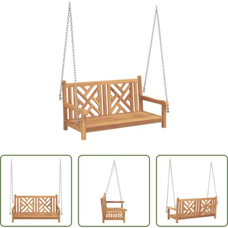 vidaXL Panca in teak -  Panchina a Dondolo Marrone 114 x 60 x 64 cm