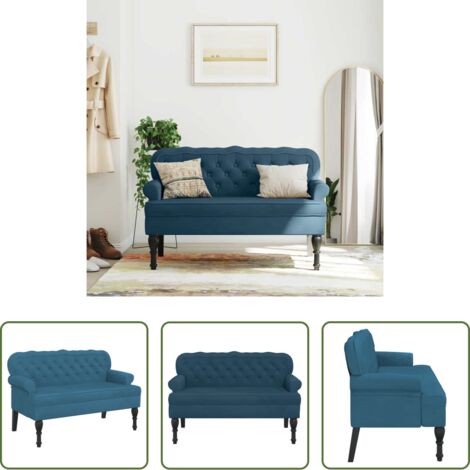 vidaXL Panca in velluto -  Panca con Schienale Blu 119,5x64,5x75 cm in Velluto