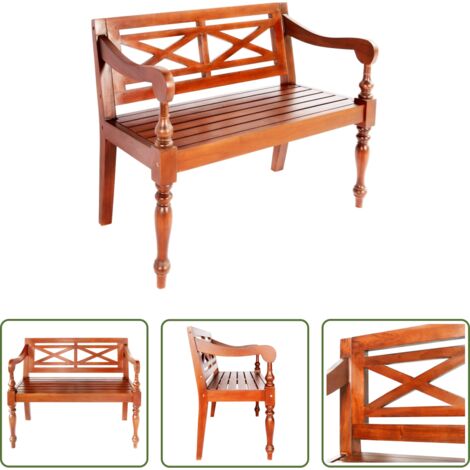 vidaXL Panca per casa -  Panchina Batavia 98 cm Legno Massello di Mogano Marrone Scuro