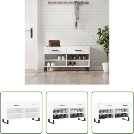 vidaXL Panca per scarpe -  Panca Porta Scarpe Bianca 102x35x55 cm in Legno Multistrato