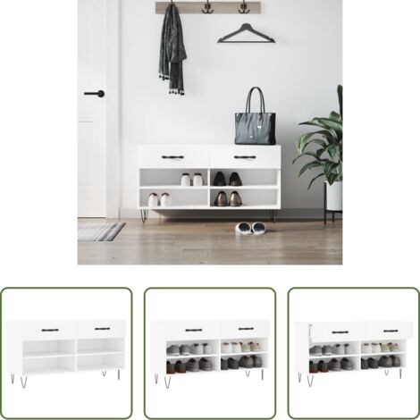 vidaXL Panca per scarpe -  Panca Porta Scarpe Bianca 102x35x55 cm in Legno Multistrato