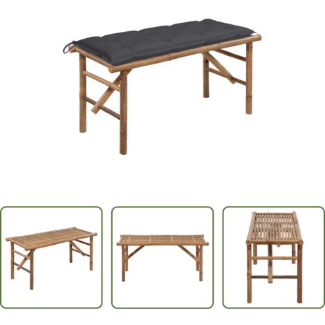 vidaXL Panca pieghevole -  Panca da Giardino Pieghevole con Cuscino 118 cm in Bambù