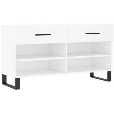 vidaXL Panca Porta Scarpe Bianca 102x35x55 cm in Legno Multistrato