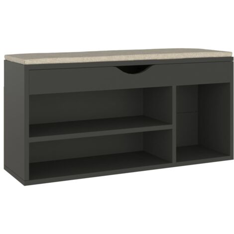 vidaXL Panca Porta Scarpe con Cuscino Grigia 104x30x49cm Multistrato