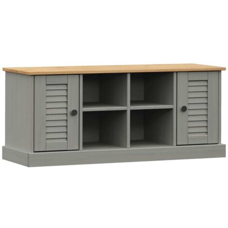 vidaXL Panca Porta Scarpe Grigia VIGO 106x35x45 cm Legno Massello Pino