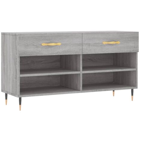 vidaXL Panca Porta Scarpe Grigio Sonoma 102x35x55 cm Legno Multistrato