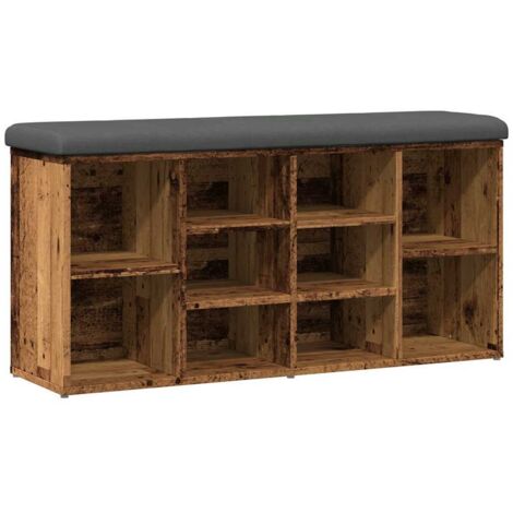 vidaXL Panca Porta Scarpe Legno Antico 102x32x50 cm Legno Multistrato