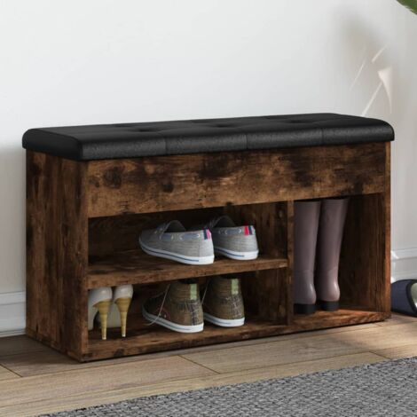 vidaXL Panca Porta Scarpe Rovere Fumo 82x32x45,5 cm Legno Multistrato