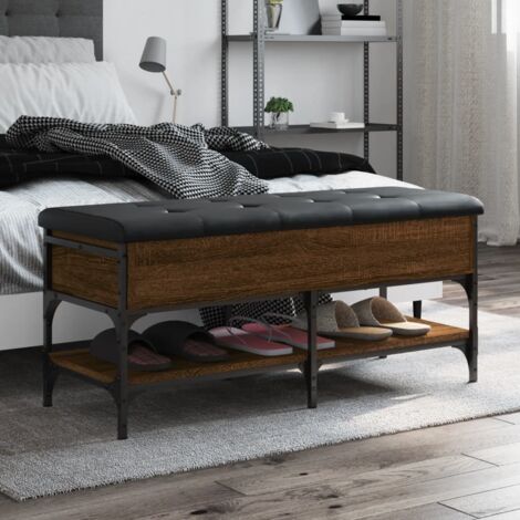 vidaXL Panca Porta Scarpe Rovere Marrone 102x42x45cm Legno Multistrato