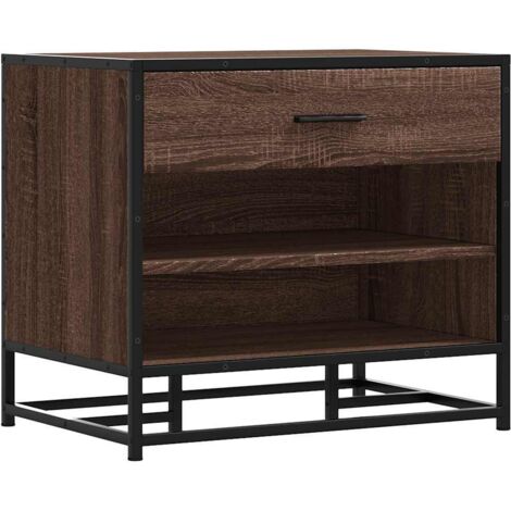 vidaXL Panca Portaoggetti Rovere Marrone Legno Multistrato e Metallo