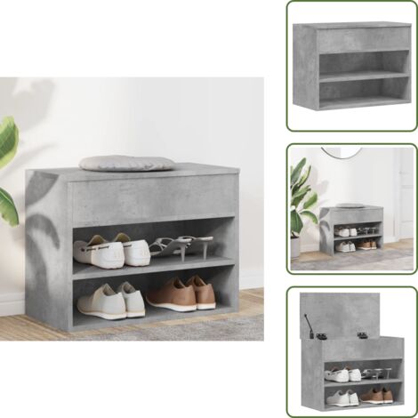 vidaXL Panca Portascarpe Grigio Cemento 60x30x45 cm in Truciolato