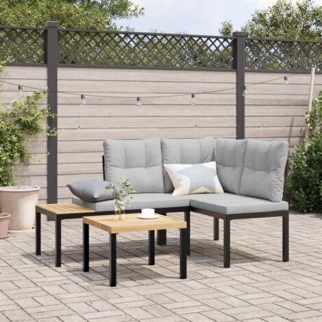 VidaXL Panchina Da Giardino In Acciaio 125 Cm – Resistente Alle Intemperie, Schienale In Plastica, Design Classico Nero, Per Esterni, Patio E Terrazzo - 4