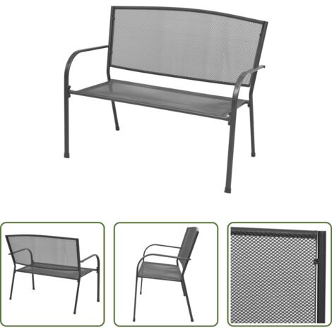 vidaXL Panchina a rete -  Panchina da Giardino 108 cm Acciaio e Rete Antracite