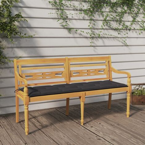 vidaXL Panchina Batavia Cuscino Antracite 150 cm Legno Massello Teak