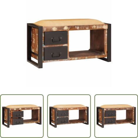 vidaXL Panchina con contenitore -  Panchina con contenitore Multicolore Legno massello di recupero