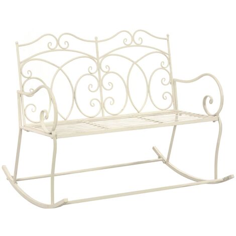 vidaXL Panchina da Giardino 104 cm in Ferro Bianco Anticato