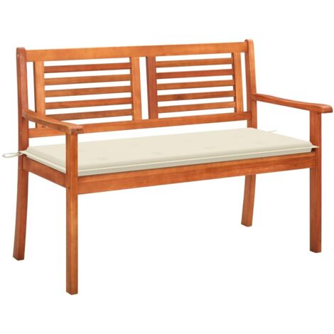 vidaXL Panchina da Giardino 2 Posti e Cuscino 120cm Massello Eucalipto