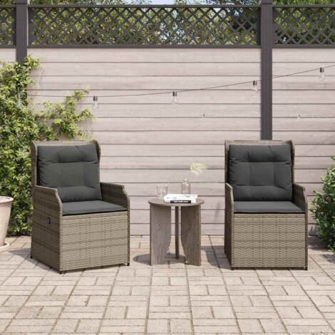 vidaXL Panchina da giardino con cuscino 2 pcs Grigio Poly Rattan